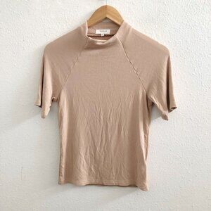 WEEKEND Short Sleeves Mock Neck Ribbed Top Size Small